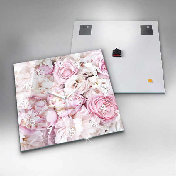 Horloge murale carrée Fleurs décoratives