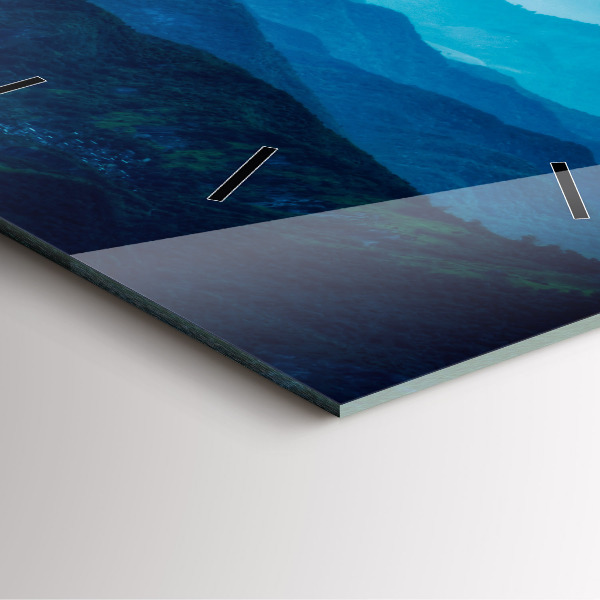 Horloge murale carrée 'Montagnes à l''aquarelle'