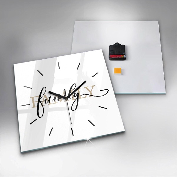 Horloge murale carrée Inscription familiale