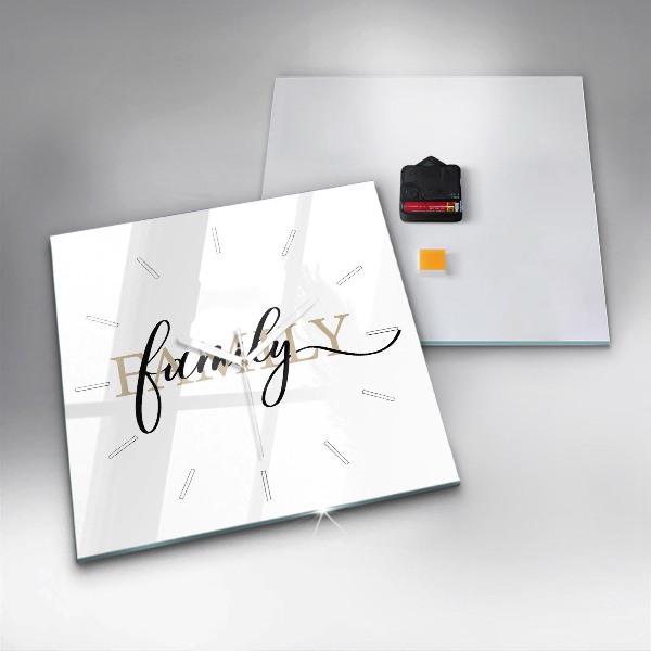 Horloge murale carrée Inscription familiale