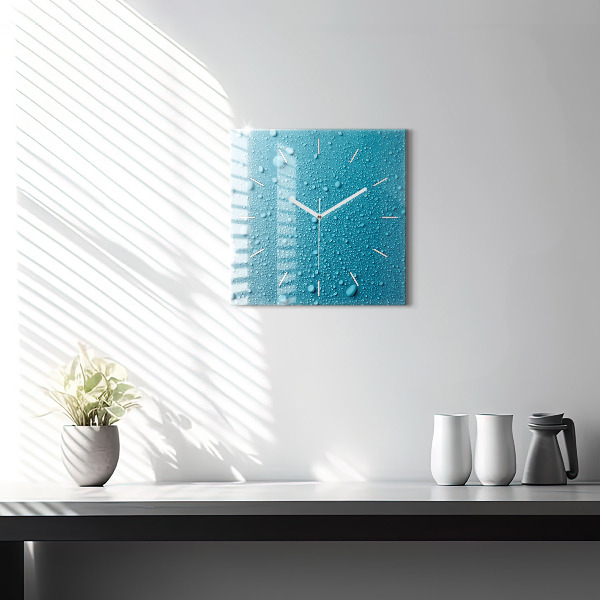 Horloge murale carrée 'Gouttes d''eau sur le verre'