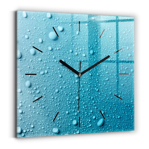 Horloge murale carrée 'Gouttes d''eau sur le verre'