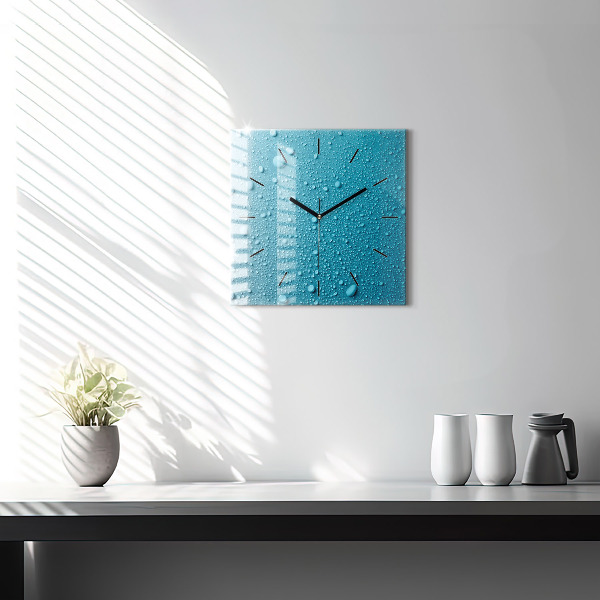 Horloge murale carrée 'Gouttes d''eau sur le verre'