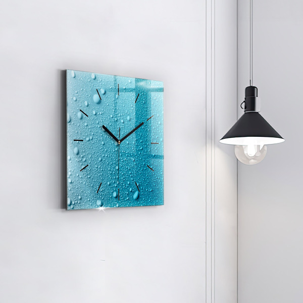 Horloge murale carrée 'Gouttes d''eau sur le verre'