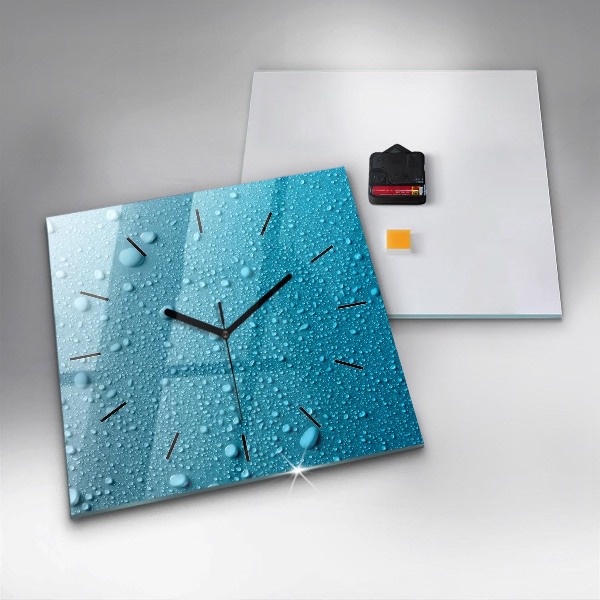 Horloge murale carrée 'Gouttes d''eau sur le verre'
