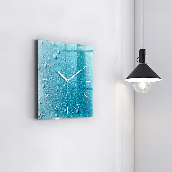 Horloge murale carrée 'Gouttes d''eau sur le verre'