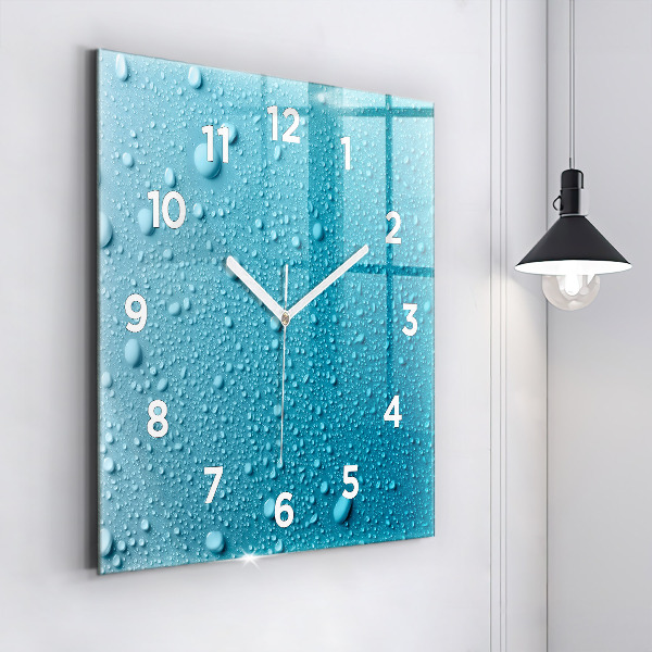 Horloge murale carrée 'Gouttes d''eau sur le verre'