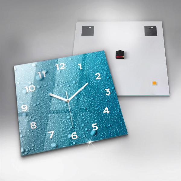 Horloge murale carrée 'Gouttes d''eau sur le verre'