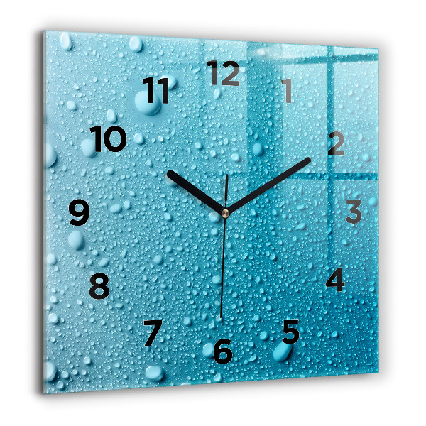 Horloge murale carrée 'Gouttes d''eau sur le verre'