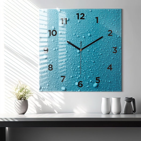 Horloge murale carrée 'Gouttes d''eau sur le verre'