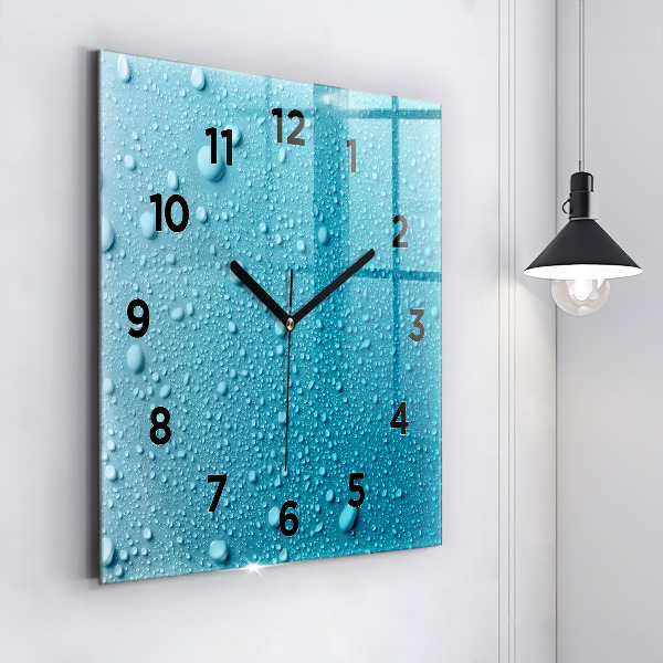 Horloge murale carrée 'Gouttes d''eau sur le verre'