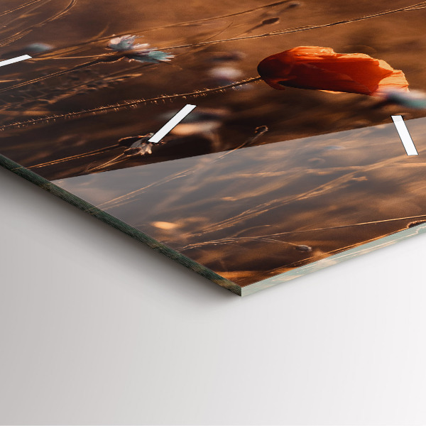 Horloge murale carrée Lever de soleil sur le terrain