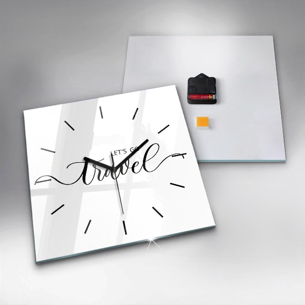 Horloge murale carrée 'L''inscription Voyage'