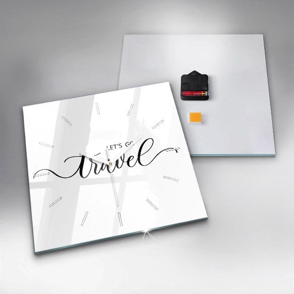 Horloge murale carrée 'L''inscription Voyage'