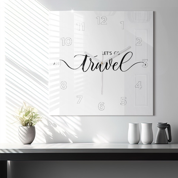 Horloge murale carrée 'L''inscription Voyage'