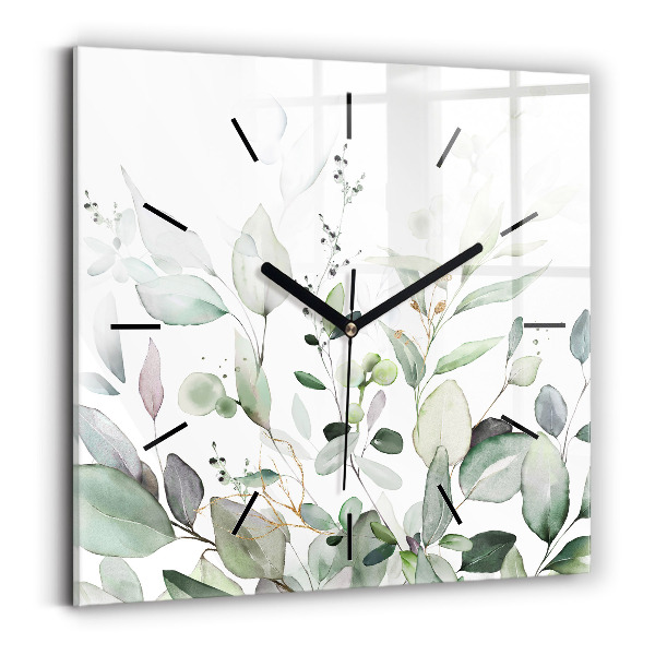 Horloge murale carrée Feuilles de plantes