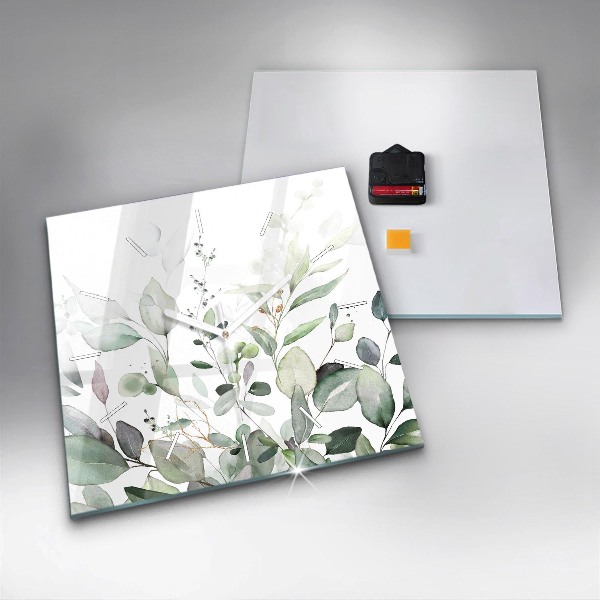 Horloge murale carrée Feuilles de plantes