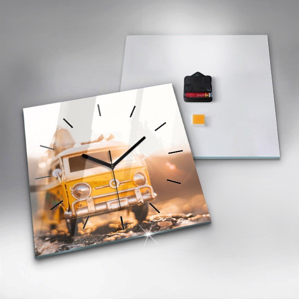 Horloge murale carrée Voiture en vacances