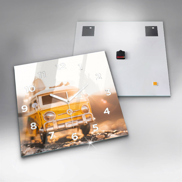 Horloge murale carrée Voiture en vacances