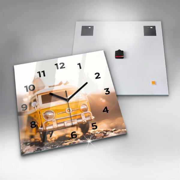 Horloge murale carrée Voiture en vacances