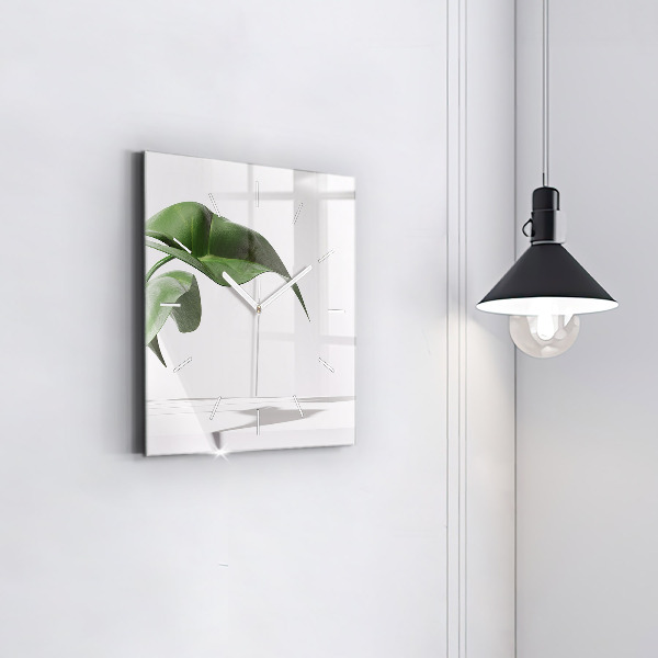 Horloge murale carrée Feuilles abstraites