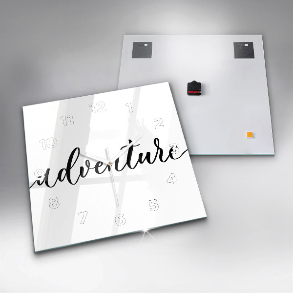 Horloge murale carrée Inscription aventure