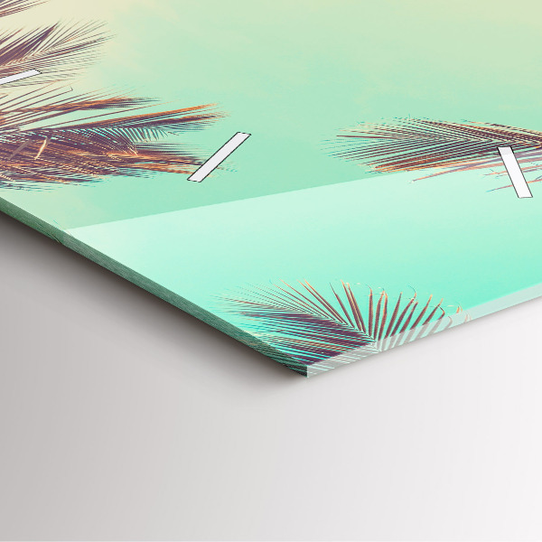 Pendule carrée en verre Palmiers tropicaux