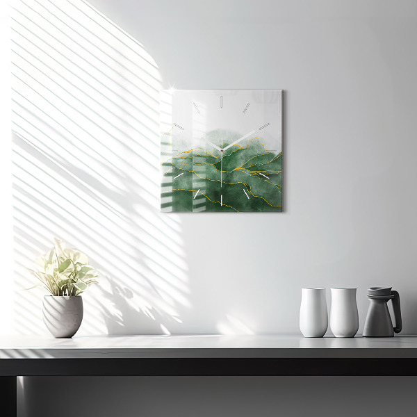 Pendule carrée en verre 'Feuilles d''abstraction'