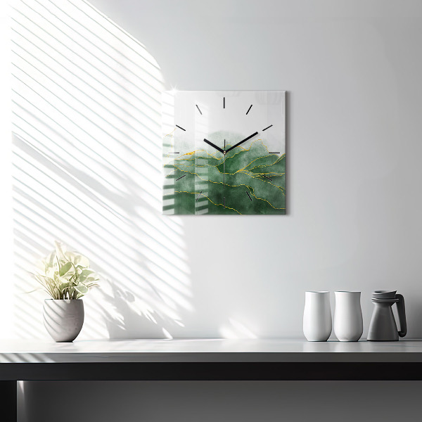 Pendule carrée en verre 'Feuilles d''abstraction'
