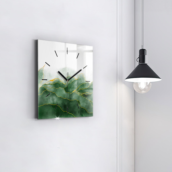 Pendule carrée en verre 'Feuilles d''abstraction'