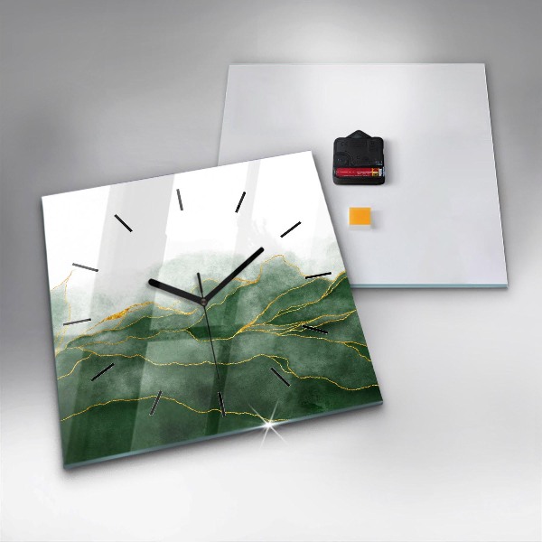 Pendule carrée en verre 'Feuilles d''abstraction'