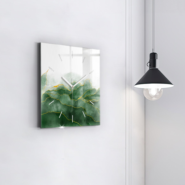 Pendule carrée en verre 'Feuilles d''abstraction'