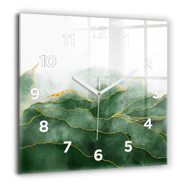 Pendule carrée en verre 'Feuilles d''abstraction'