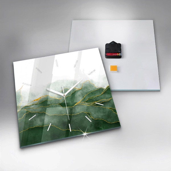 Pendule carrée en verre 'Feuilles d''abstraction'