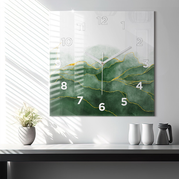 Pendule carrée en verre 'Feuilles d''abstraction'
