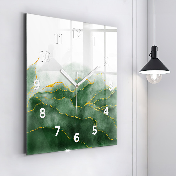 Pendule carrée en verre 'Feuilles d''abstraction'