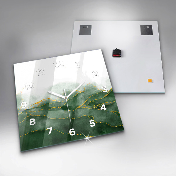 Pendule carrée en verre 'Feuilles d''abstraction'