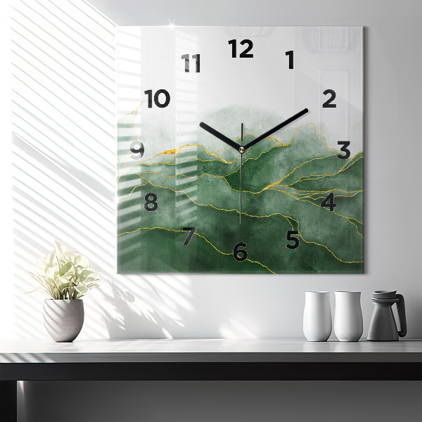 Pendule carrée en verre 'Feuilles d''abstraction'