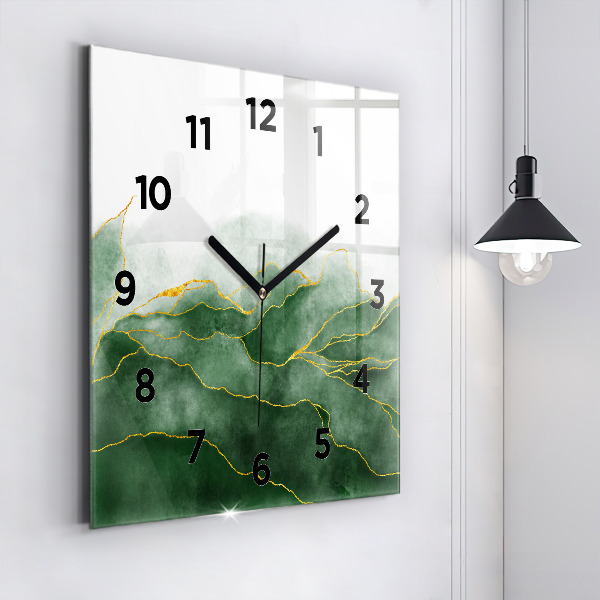 Pendule carrée en verre 'Feuilles d''abstraction'