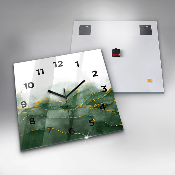 Pendule carrée en verre 'Feuilles d''abstraction'