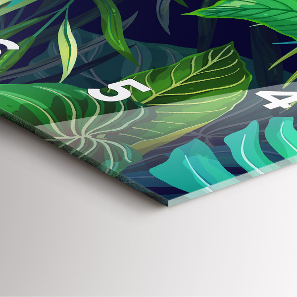 Pendule carrée en verre Feuilles exotiques