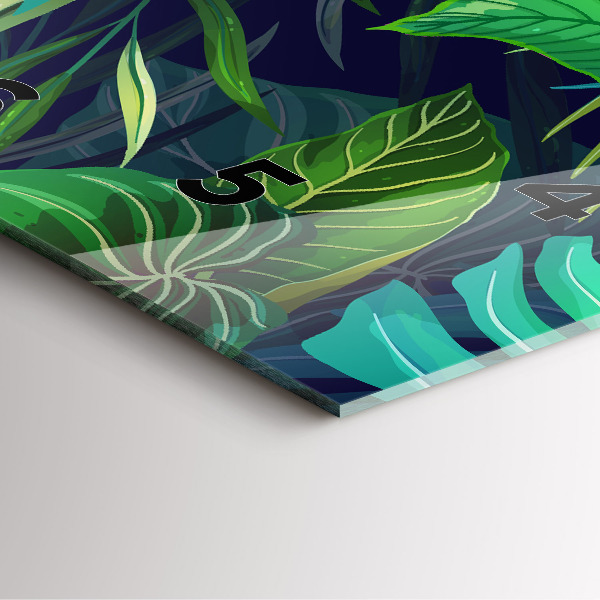 Pendule carrée en verre Feuilles exotiques