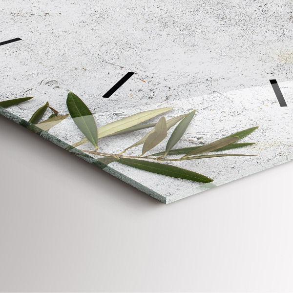 Pendule carrée en verre Olives minimalistes