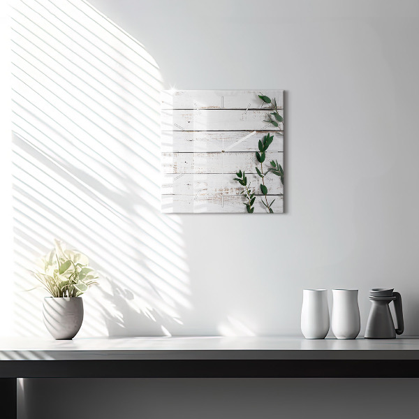 Pendule carrée en verre Planches en bois clair