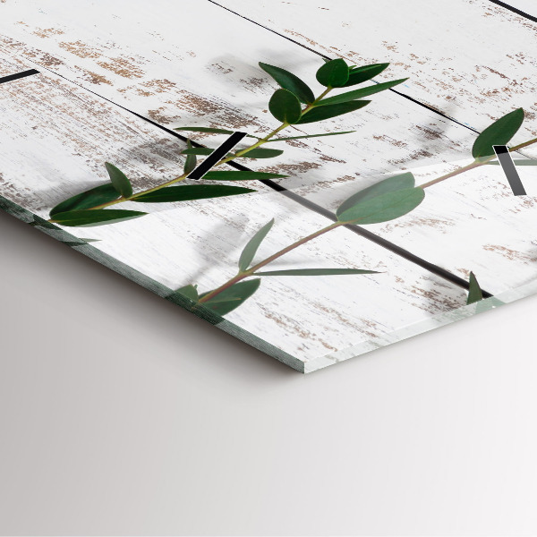 Pendule carrée en verre Planches en bois clair