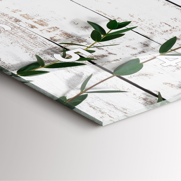 Pendule carrée en verre Planches en bois clair