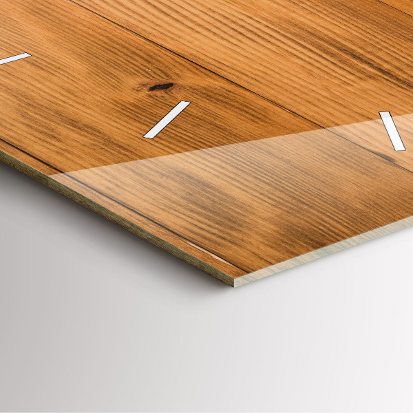 Pendule carrée en verre planches de bois