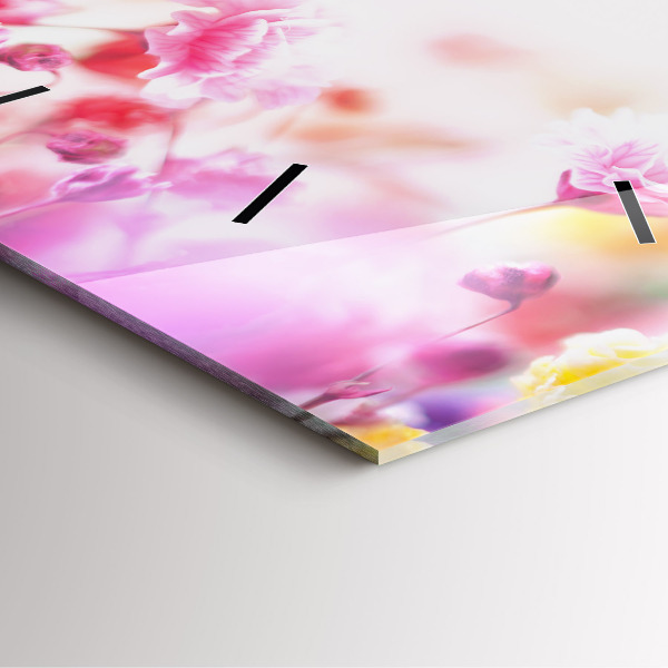 Pendule carrée en verre Fleurs dans le pré