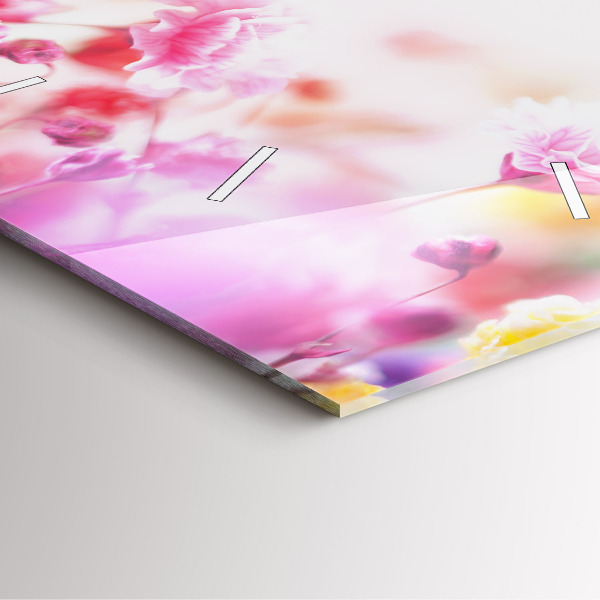 Pendule carrée en verre Fleurs dans le pré