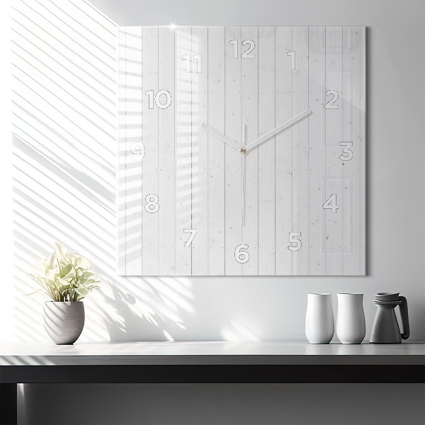 Pendule carrée en verre Motif de panneaux en bois